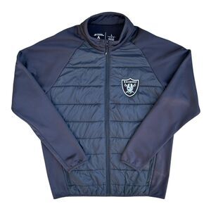 Los Angeles Raiders Antigua Quilted Puffer Hybrid Jacket Size Large